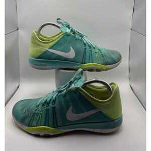 Nike Free TR 6 Training Shoes Womens 9 Teal Lime 833413-300 Good Flywire Mesh